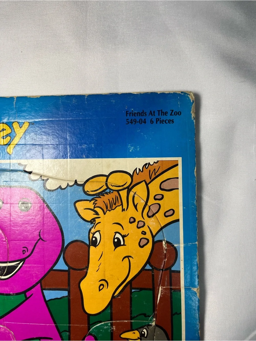 Vintage‎ Barney Friends At The Zoo 6 Piece Tray Puzzle Playskool 1993 Cardboard